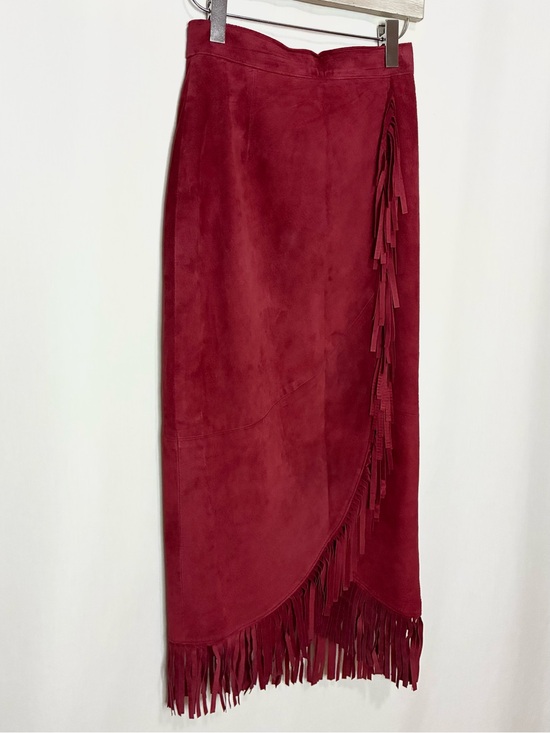 Vintage Dresses & Skirts - Vintage Danier Suede Fringe Wrap Midi Skirt